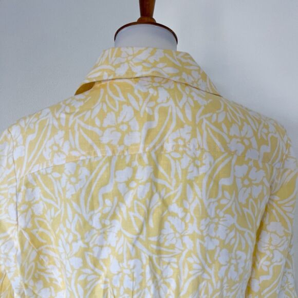 Kim Rogers Size PXL Petite XL Jacket Blazer Yellow Floral Linen 100% Linen - Picture 13 of 16